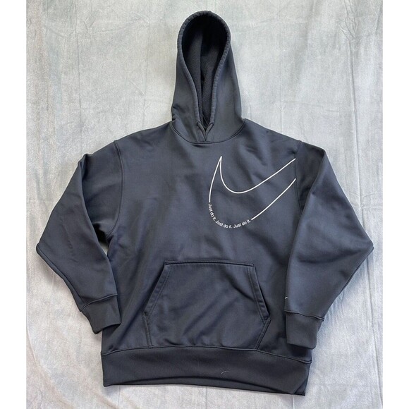 Nike Pullover Hoodie Womens Small Black Swoosh Logo Therma Fit Sweatshirt DD6464 - Picture 1 of 9